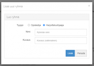 harjoitteluohjaajaryhman nimeaminen