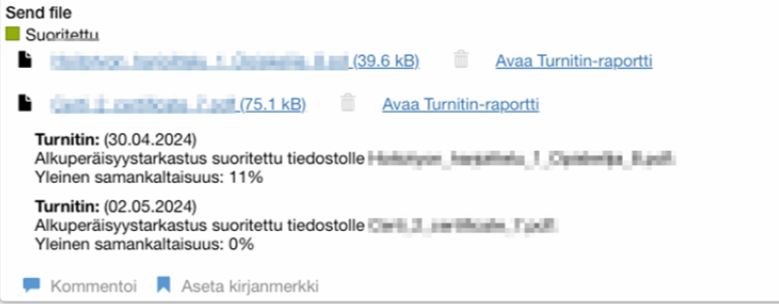Workseed mahdollistaa Turnitin -tarkastuksen suoraan alustalla.